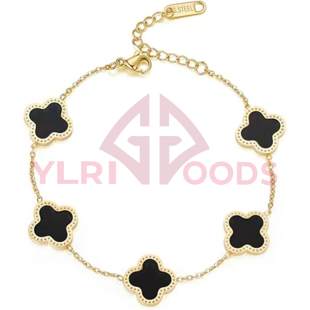 Black Petal Chain Bracelet