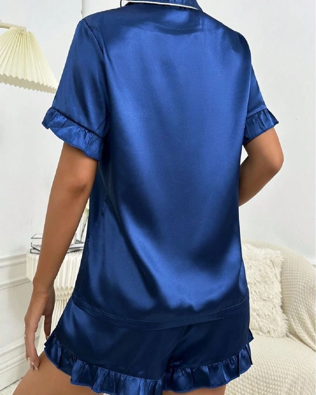 Silk Nightwear Short Blue