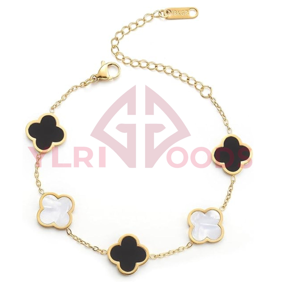 Black And White Petal Bracelet