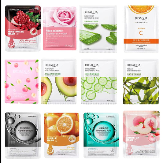 Pack of 15 Moisturizing Facial Face Sheet Mask & Hydrating , Radiance Boost, , Moisturizing, Skin Care Sheet Mask