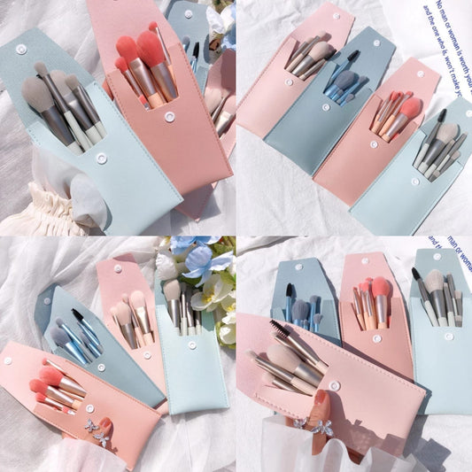 leather makeup brush 8pcs set